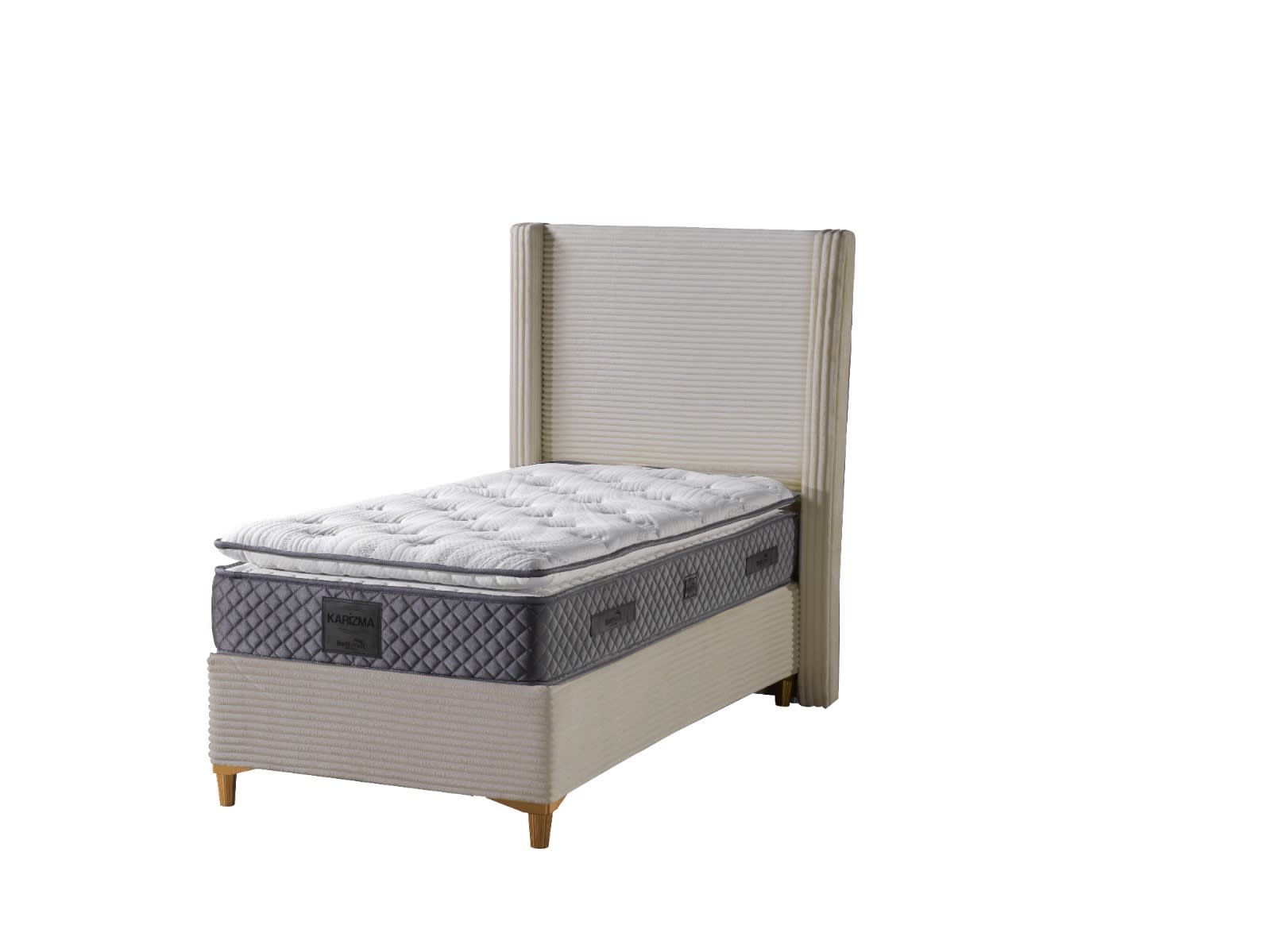 LIT COFFRE VENUS COTELE TAUPE 90X190CM