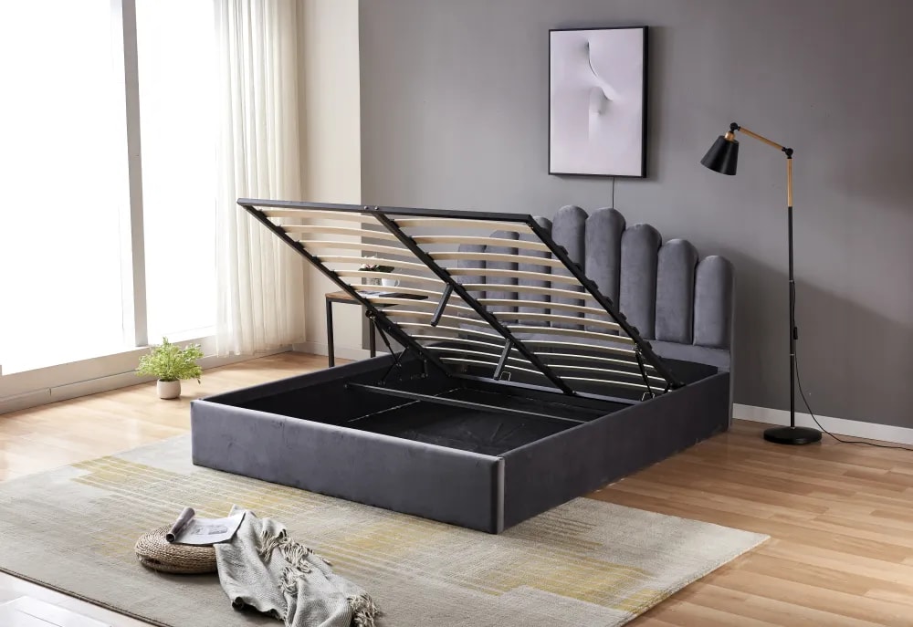 Lit coffre 2 places 160x200 cm DOHA sommier coffre intégré