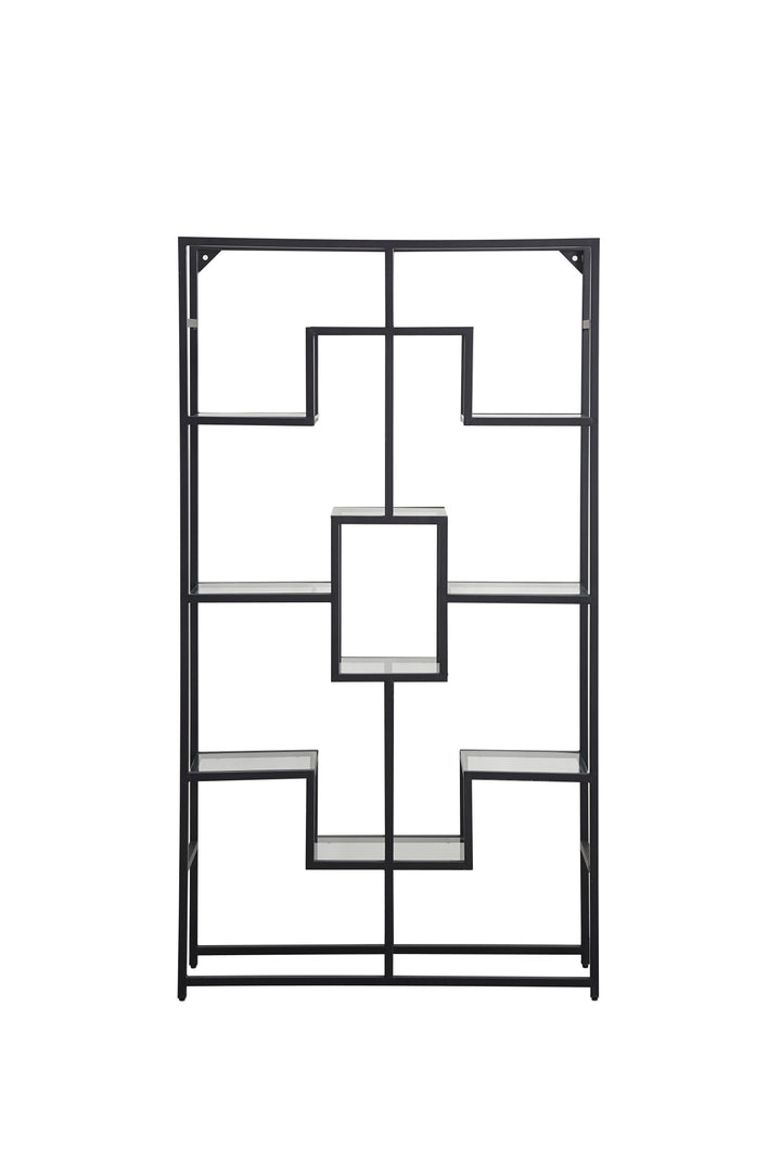 ETAGERE RICHMONT METAL NOIR TRANSPARENT 100x30x180CM