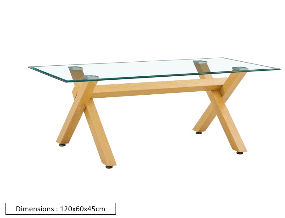 TABLE BASSE IXE BOIS TRANSPARENT 120x60x45cm