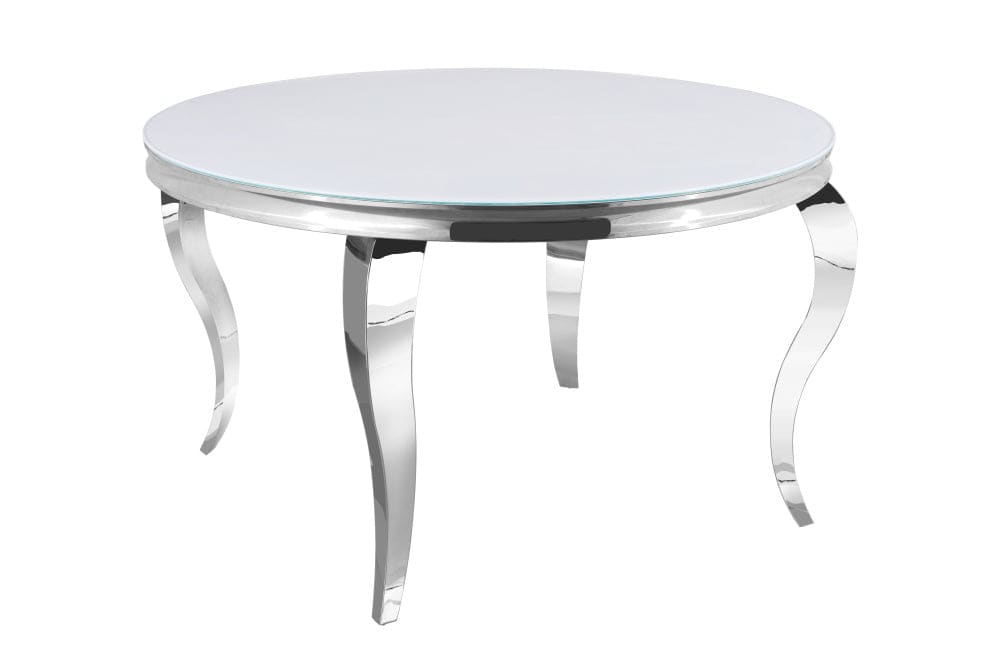 Table à manger ronde BAROQUE chrome  130x75 cm