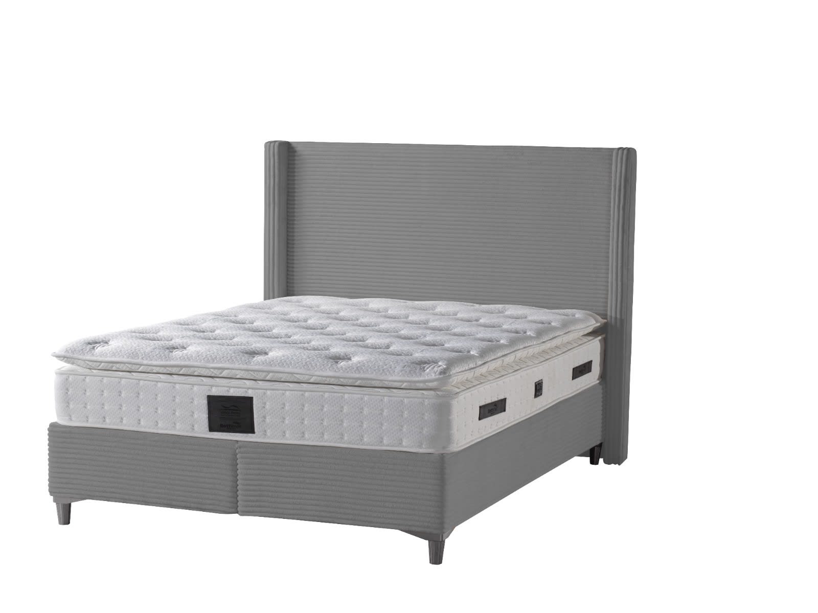 LIT COFFRE VENUS COTELE GRIS 140X190CM