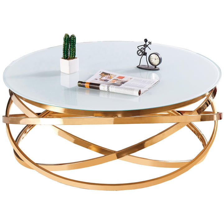TABLE BASSE EVOL GOLD ULTRA BLANC 100 CM