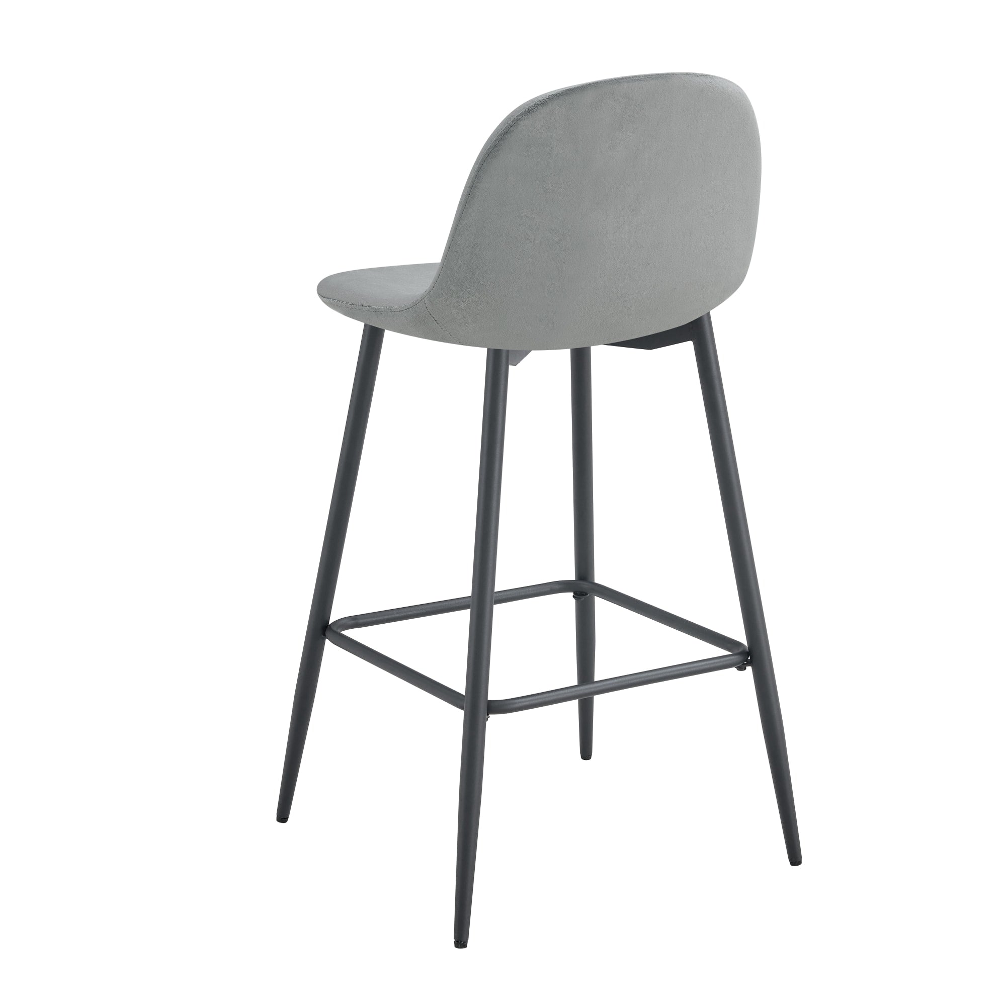 TABOURET DE BAR SCANDINAVE METAL NOIR VELOURS GRIS