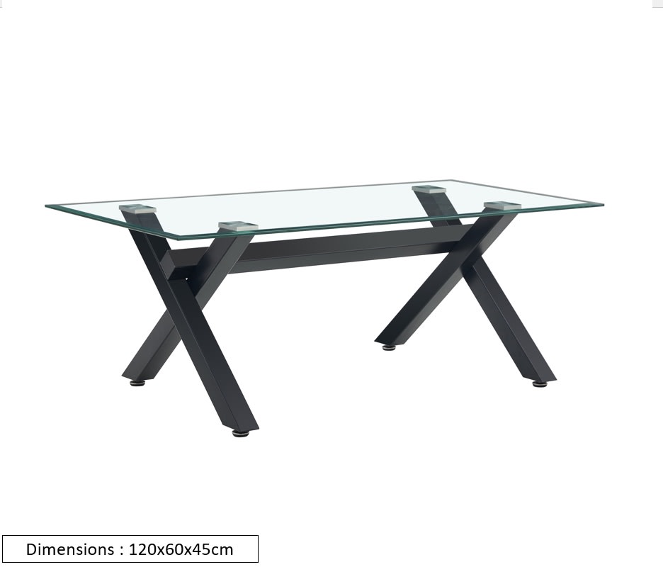 TABLE BASSE IXE METAL TRANSPARENT 120x60x45cm