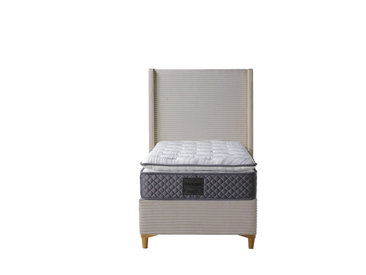 LIT COFFRE VENUS COTELE TAUPE 90X190CM