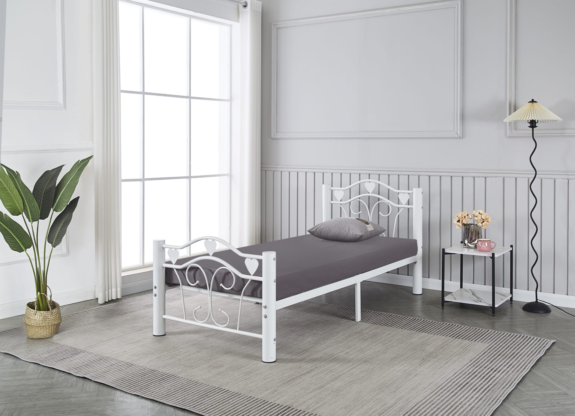 LIT METAL HERCULE BLANC 90X190cm