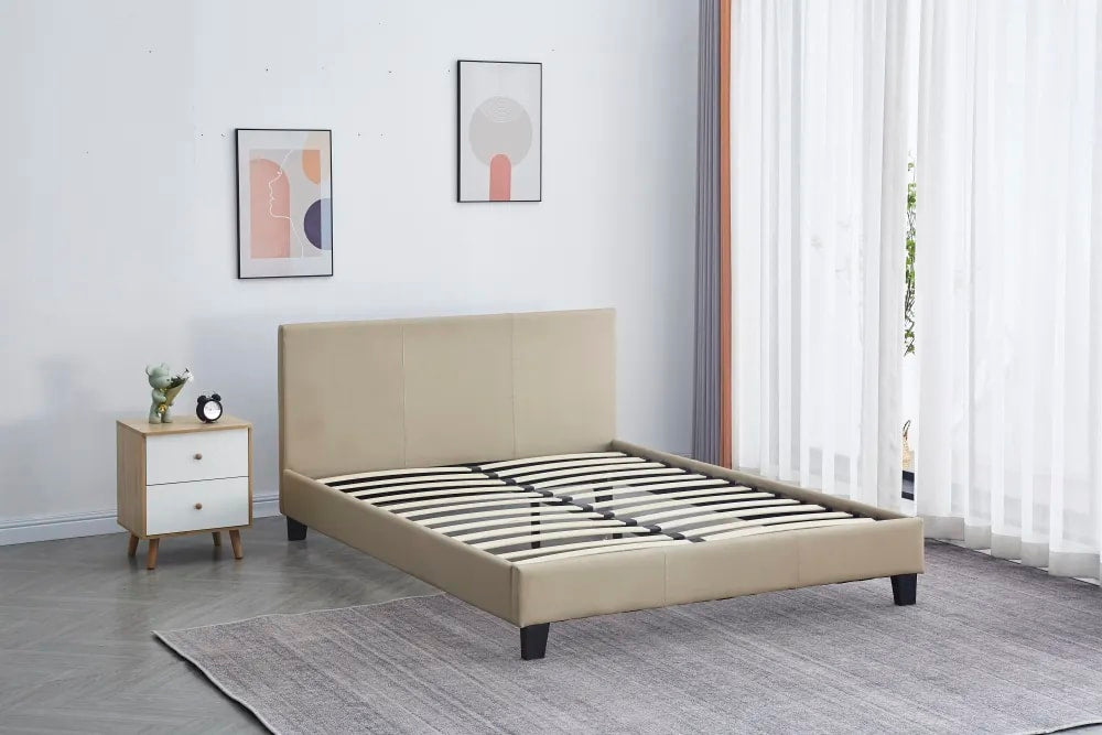 Lit 2 places 140x190 cm MELBOURNE simili cuir avec sommier intégré