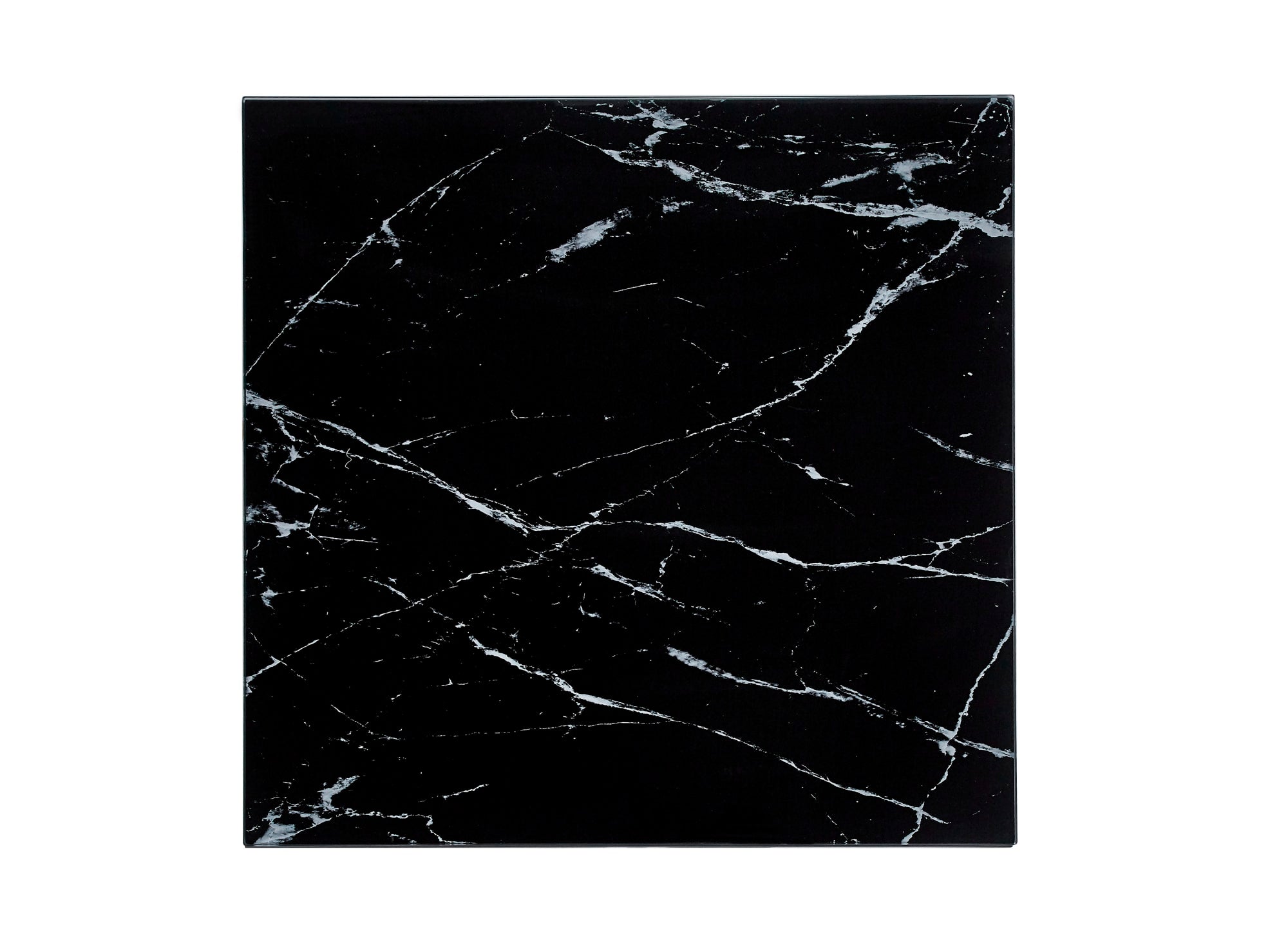 TABLE BASSE ALINA GOLD VERRE MARBRE NOIR 80X80X45cm