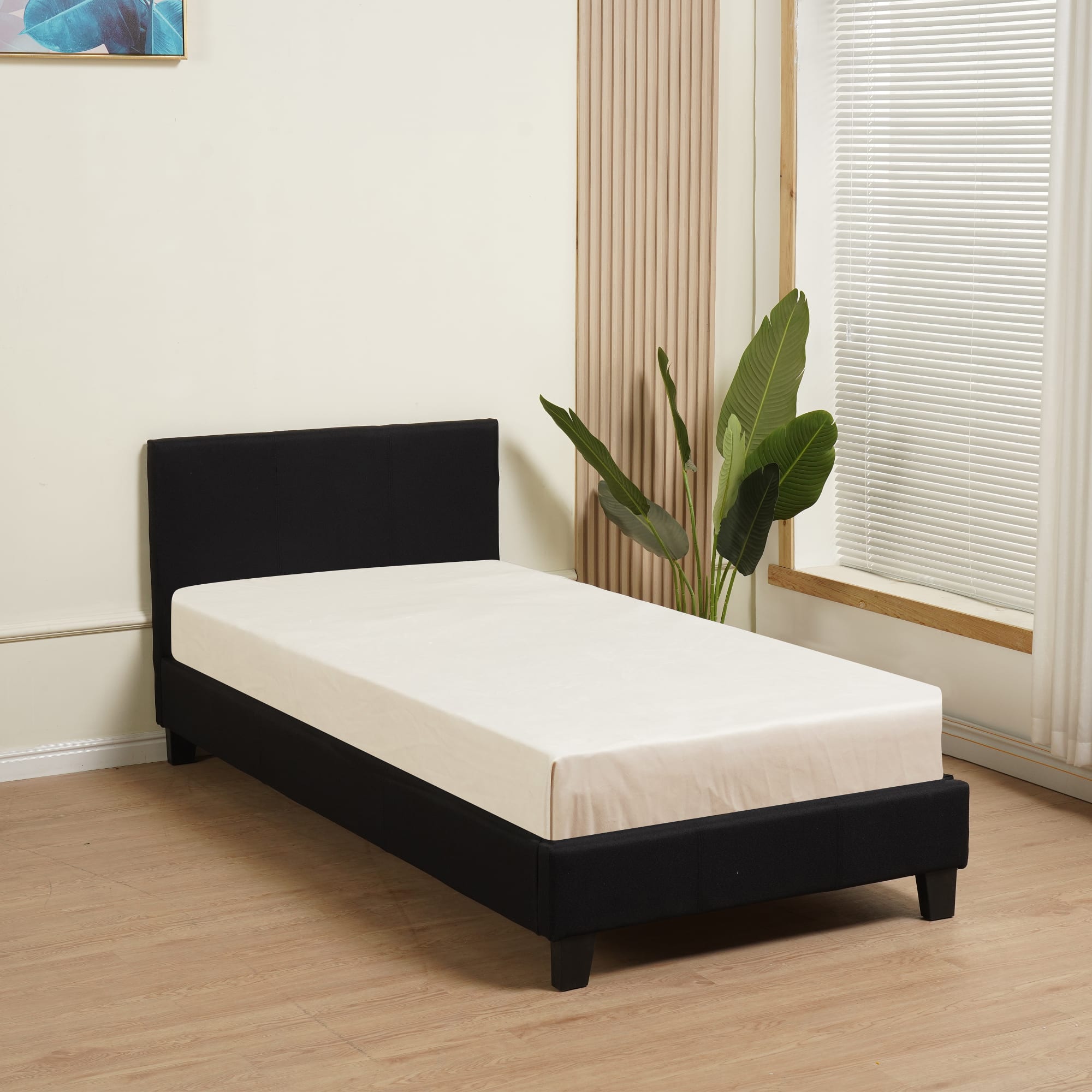 LIT KELIA EN TISSU NOIR 90x190 cm