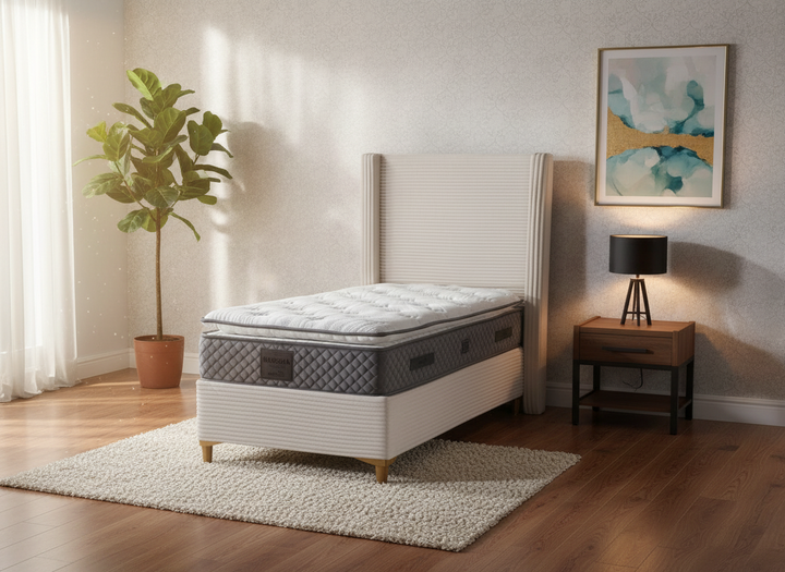 LIT COFFRE VENUS COTELE BEIGE 90X190CM