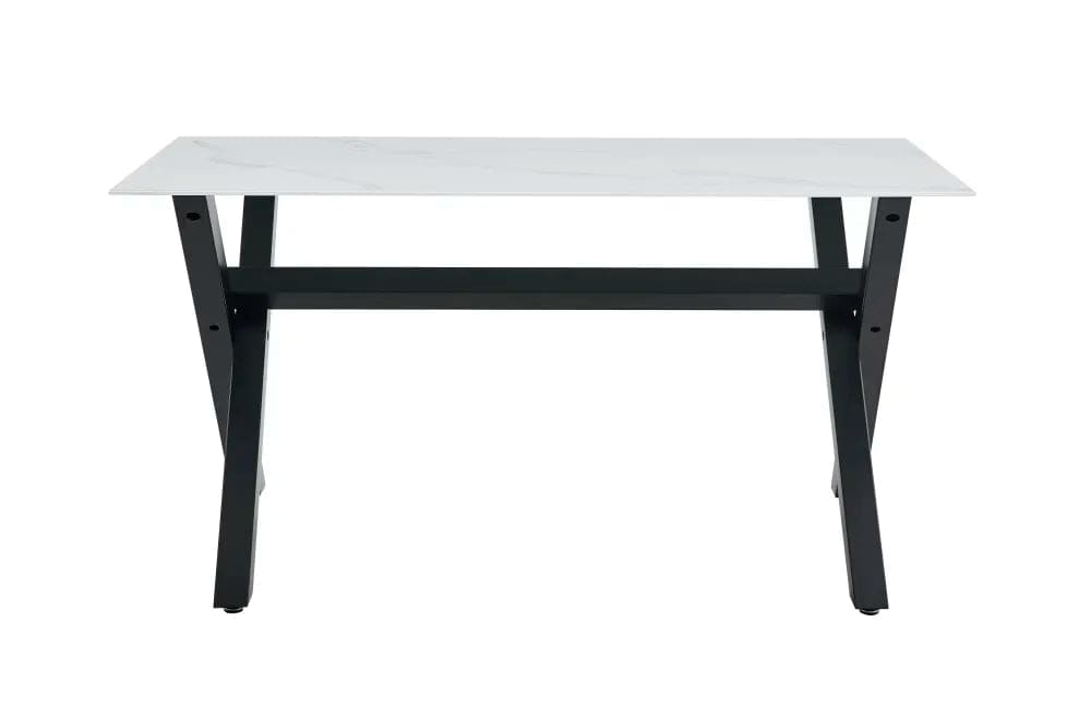 Table à manger IXE métal noir plateau en verre trempé