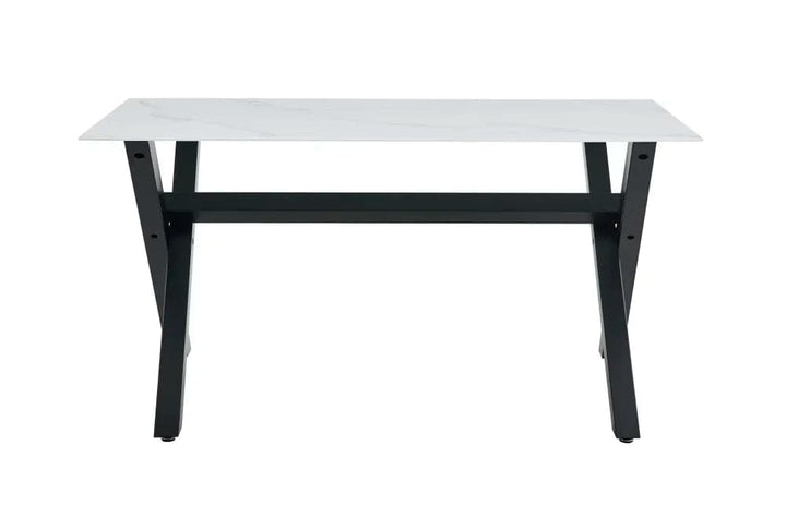Table à manger IXE métal noir plateau en verre trempé