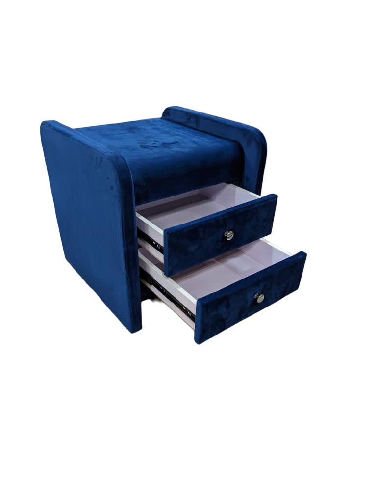 CHEVET EDGAR VELOURS BLEU 48X48X50cm