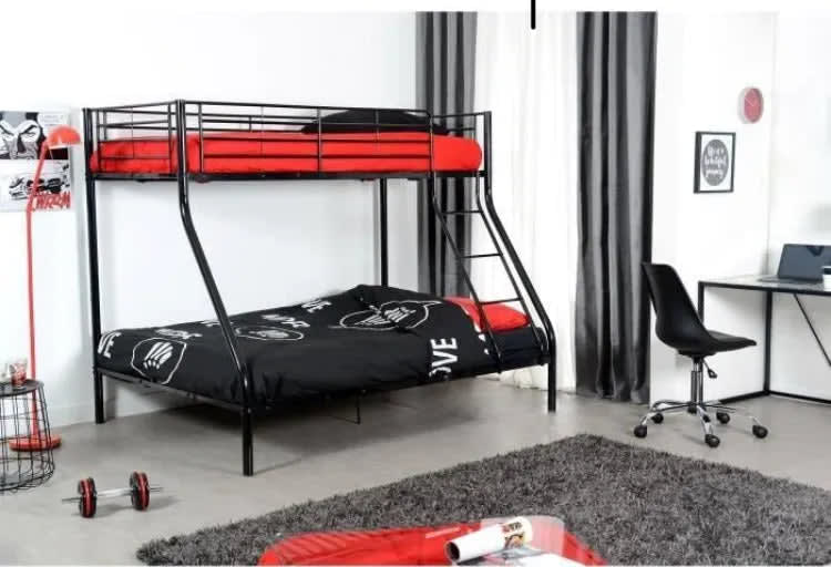 Pack Lit superposé 3 places + Matelas compris 2+1 métal COSTO sommier inclus