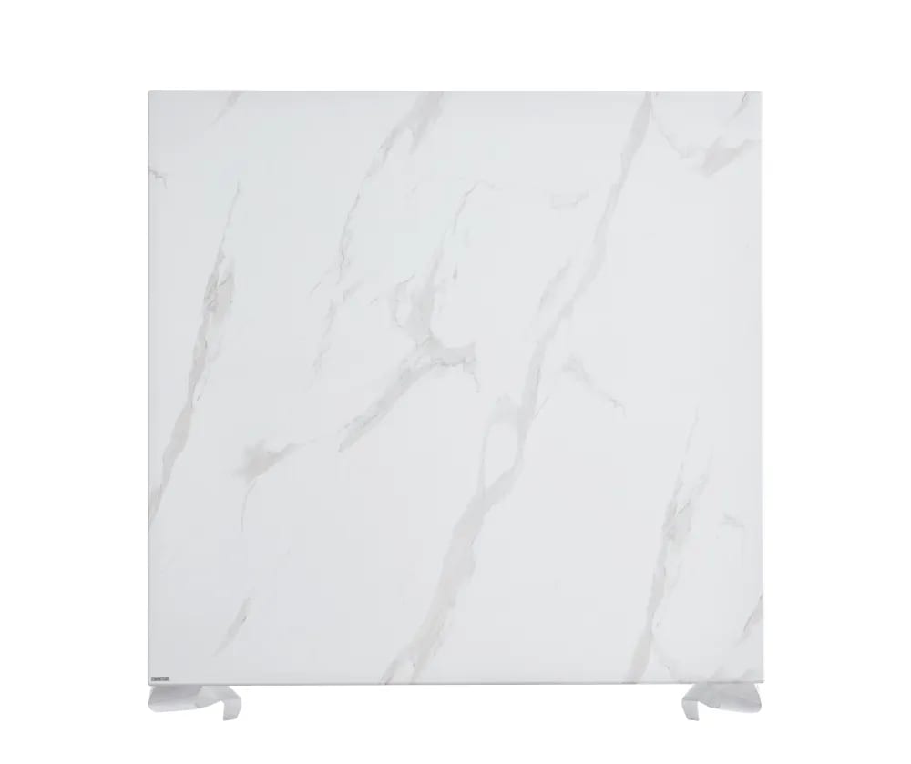 Table à manger Carré BAROQUE Chrome Marbre Blanc 140x140 cm