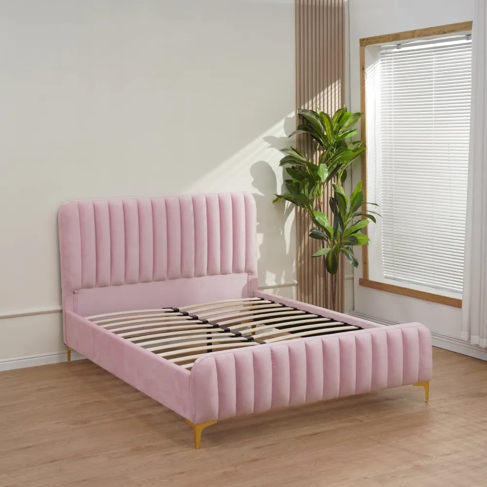 Lit 2 places 140x190 cm FAYE design velours sommier inclus