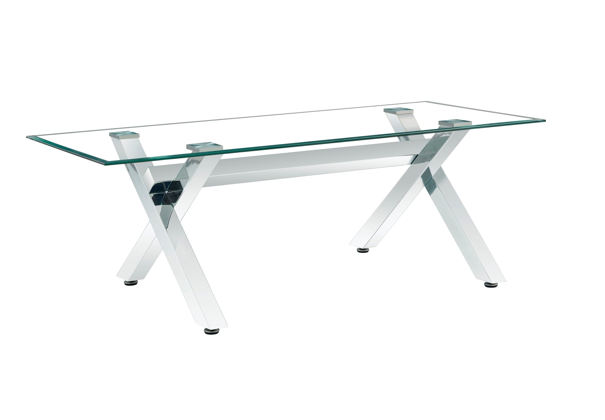 TABLE REPAS IXE METAL CHROME TRANSPARENT 180x90x75