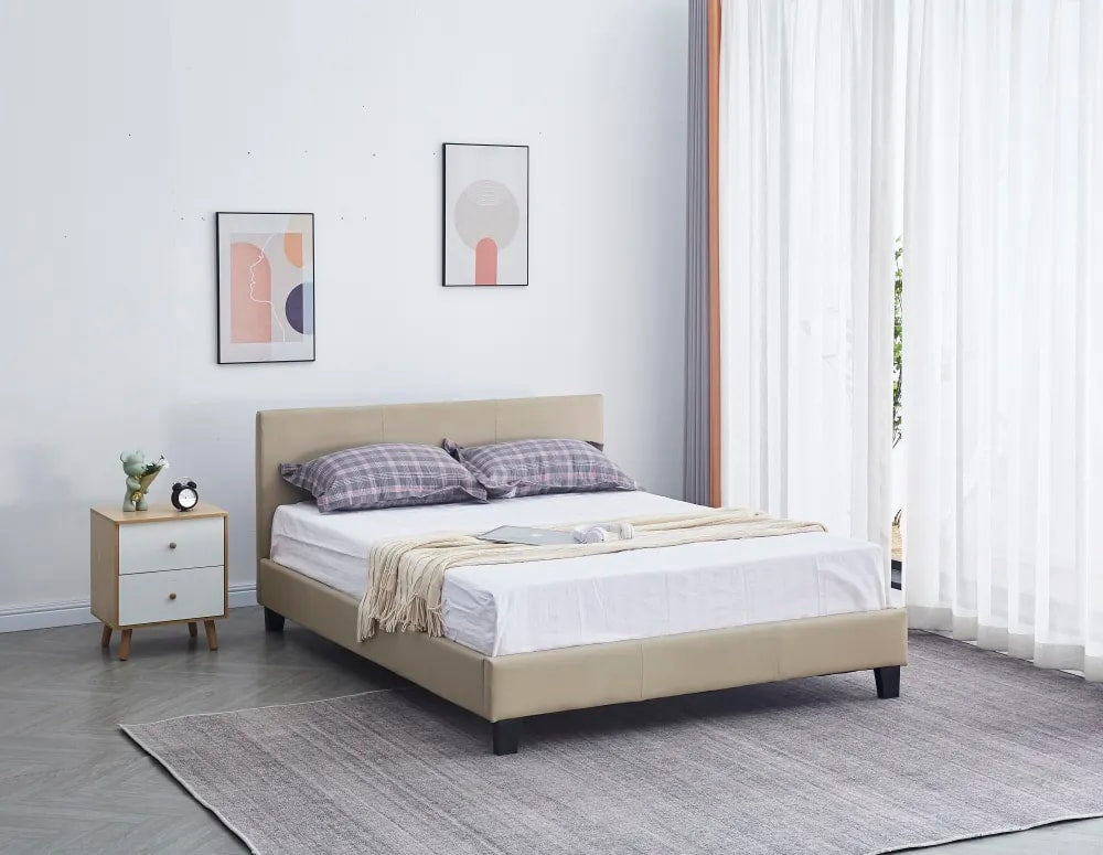 Lit 2 places 140x190 cm MELBOURNE simili cuir avec sommier intégré