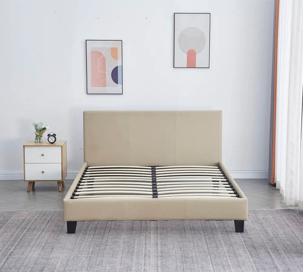 Lit 2 places 140x190 cm MELBOURNE simili cuir avec sommier intégré