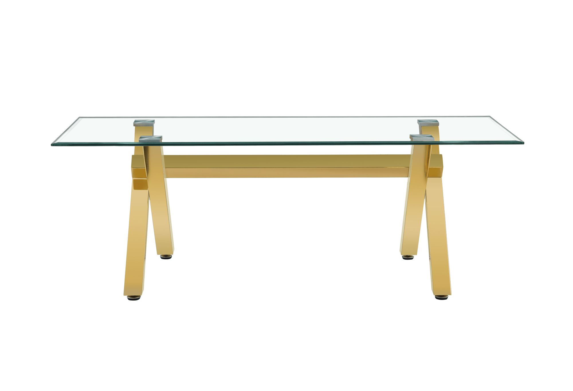 TABLE REPAS IXE METAL GOLD TRANSPARENT 180x90x75cm