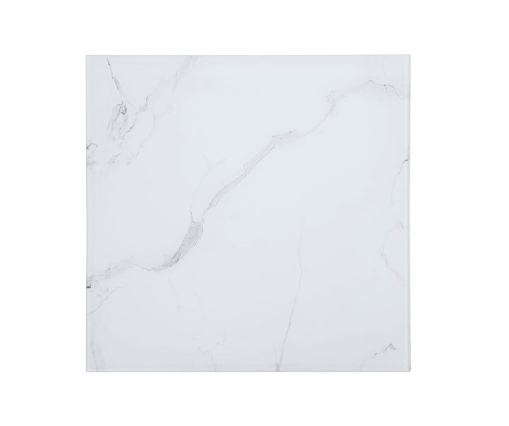 TABLE BASSE ALINA GOLD VERRE MARBRE BLANC 80x80x45cm
