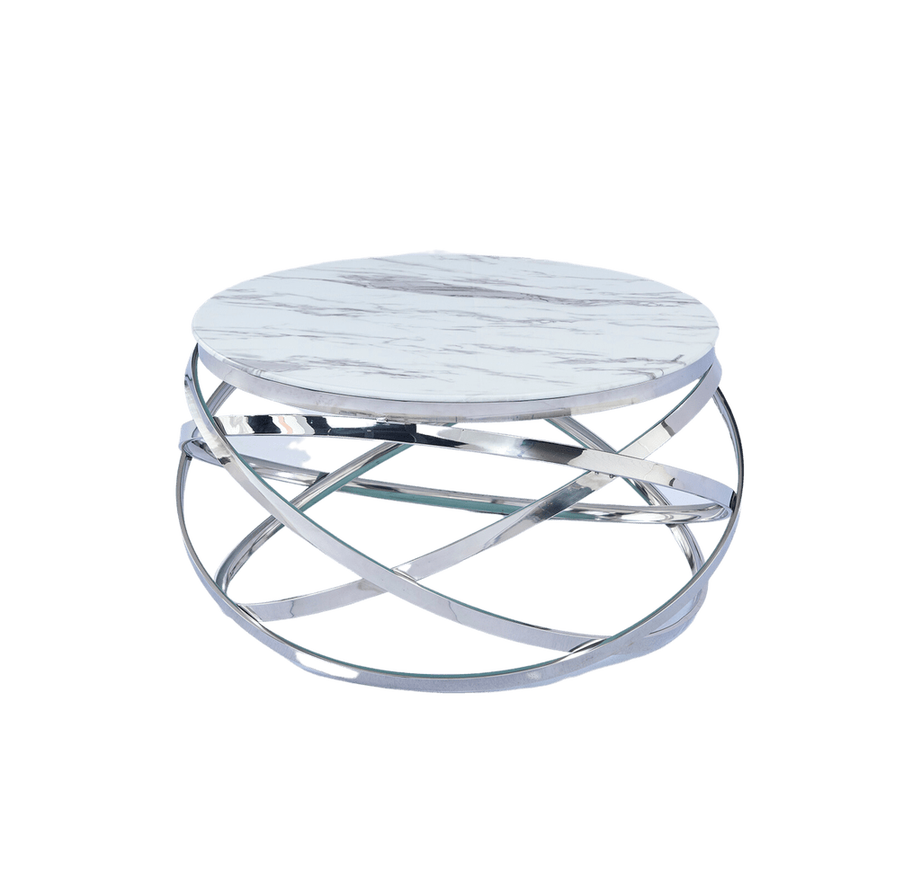 Table Basse EVOL structure chrome et plateau en verre D 60cm