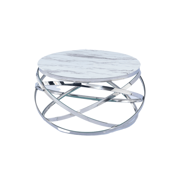 Table Basse EVOL structure chrome et plateau en verre D 60cm