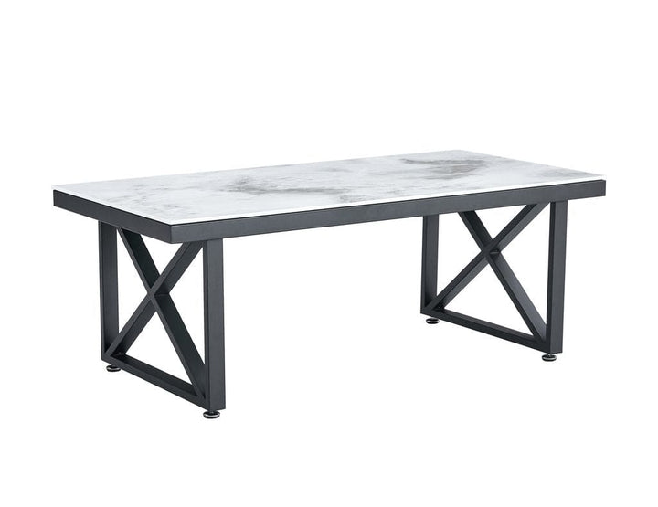 Table basse Deluxe LEVANTO structure métal noir plateau en verre 120x60 cm