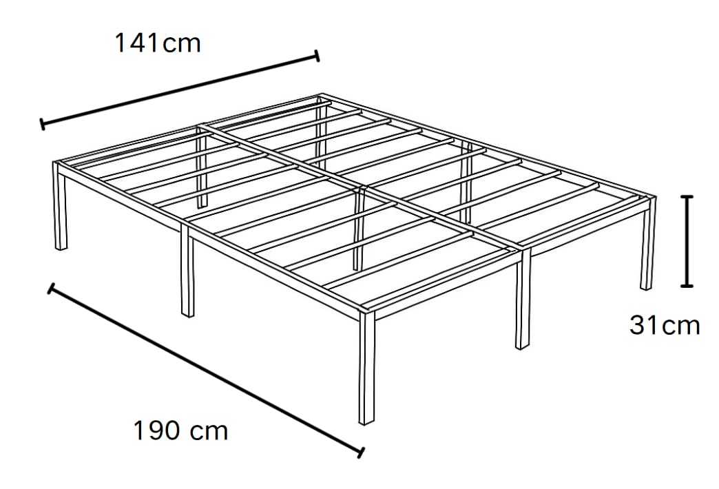 SOMMIER A LATTES NOIR 140X190CM