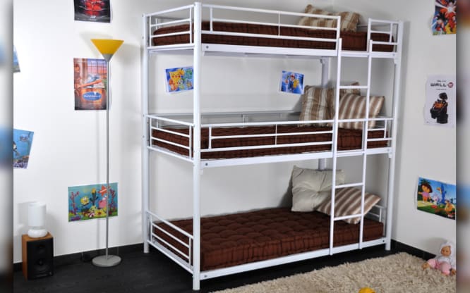 Pack: Lit superposé 3 étages + Matelas compris TRIPLE 3 couchages 90x190 cm