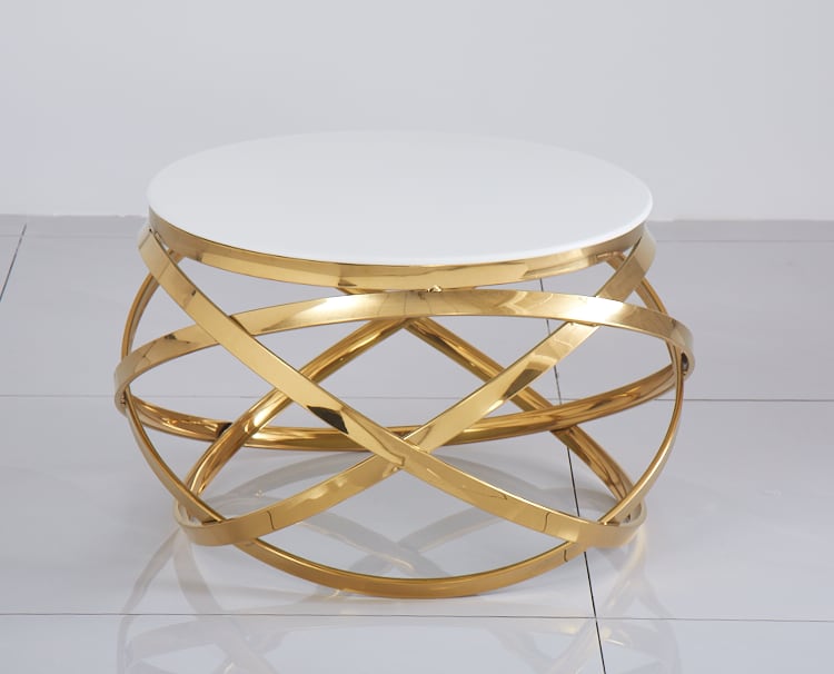 TABLE BASSE EVOL GOLD ULTRA BLANC 60 CM