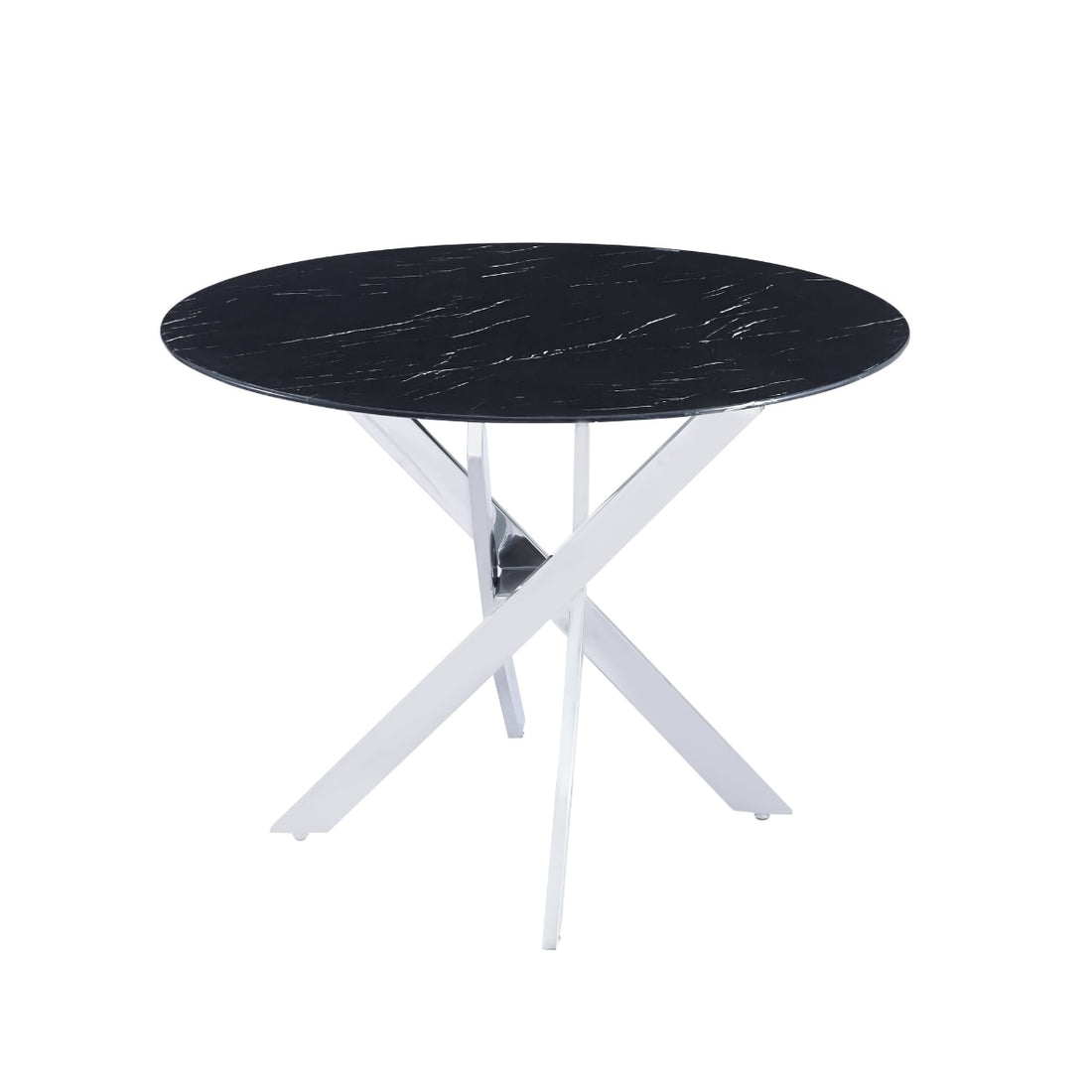 Table à manger ronde JESSICA chrome 100 cm 4 couverts