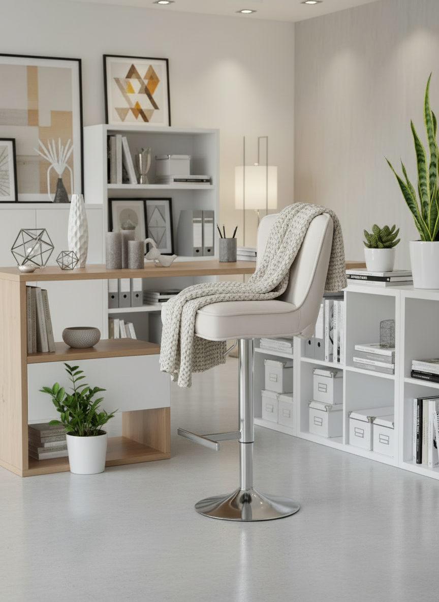 Lot de 2 tabourets de bar GABRIELLE Chrome en velours