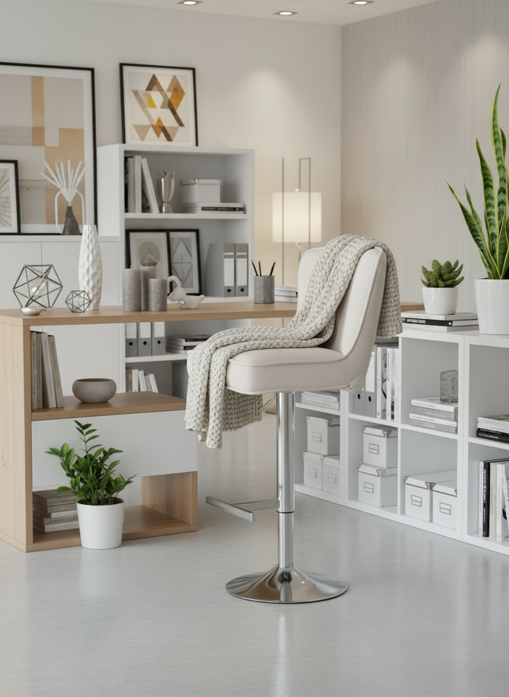 Lot de 2 tabourets de bar GABRIELLE Chrome en velours