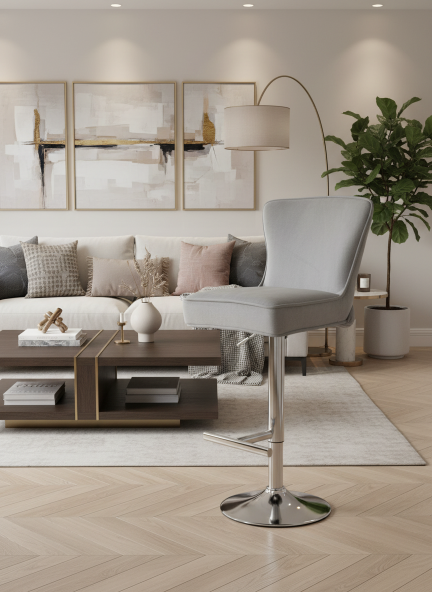 Lot de 2 tabourets de bar GABRIELLE Chrome en velours