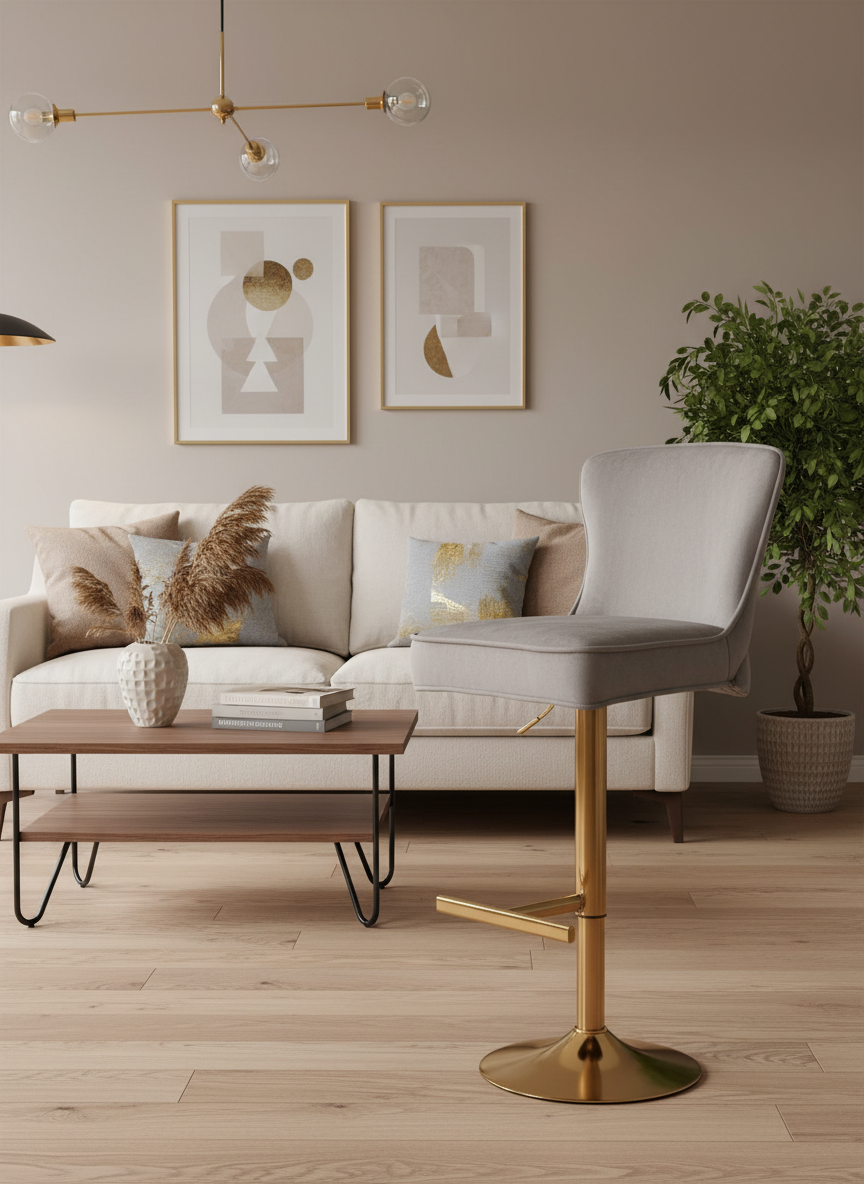 Lot de 2 tabourets de bar GABRIELLE Gold en velours