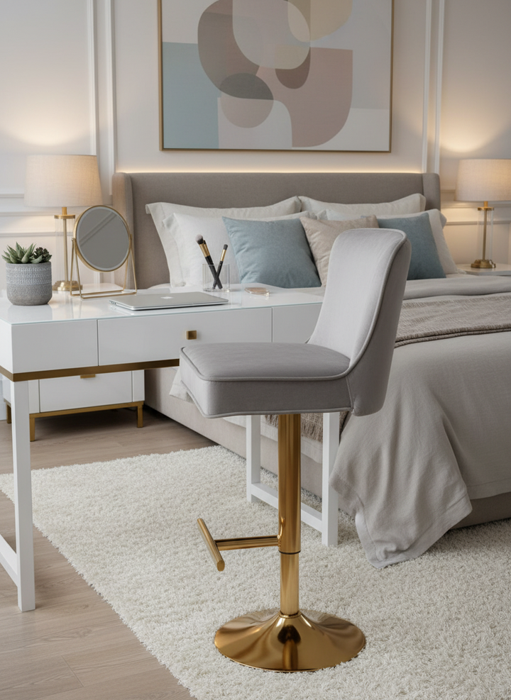 Lot de 2 tabourets de bar GABRIELLE Gold en velours