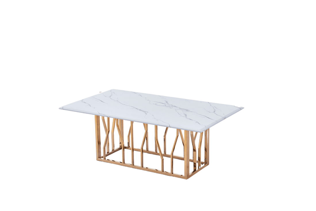 Table basse PORTOFINO plateau en verre effet marbré 120x70x45 cm