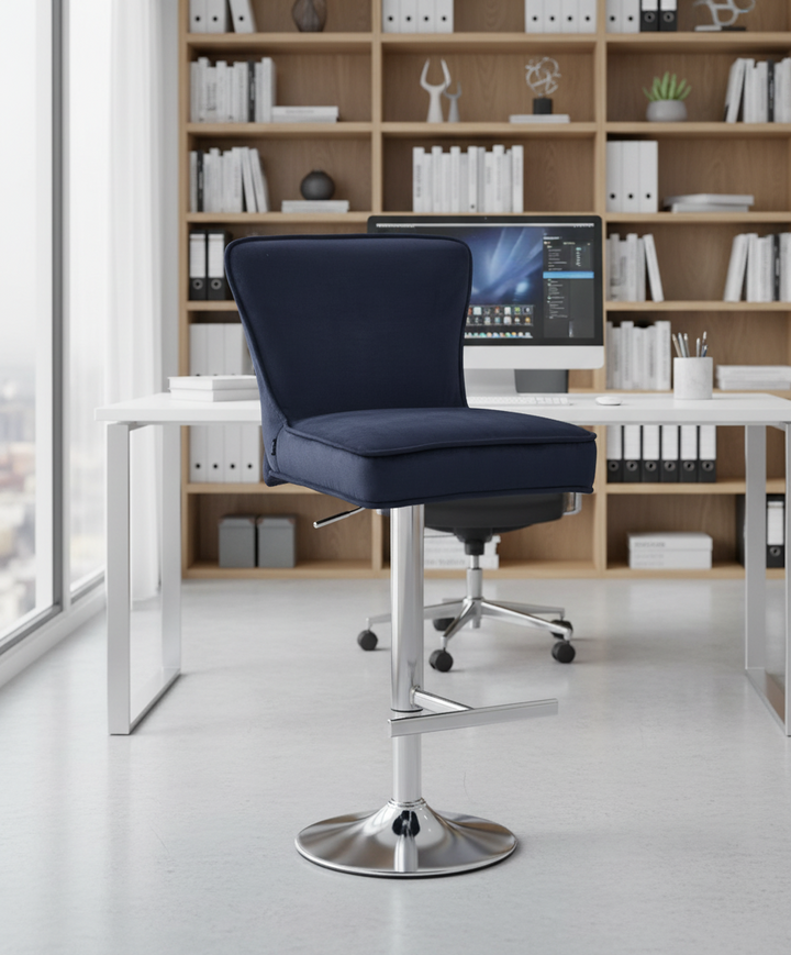 Lot de 2 tabourets de bar GABRIELLE Chrome en velours