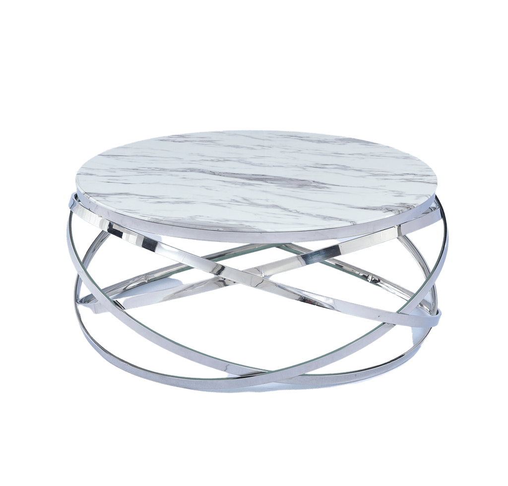 Table Basse EVOL structure chrome et plateau en verre D 90cm