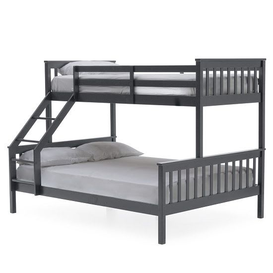 LIT BATNA EN BOIS GRIS 2+1 90X190cm + 140X190cm