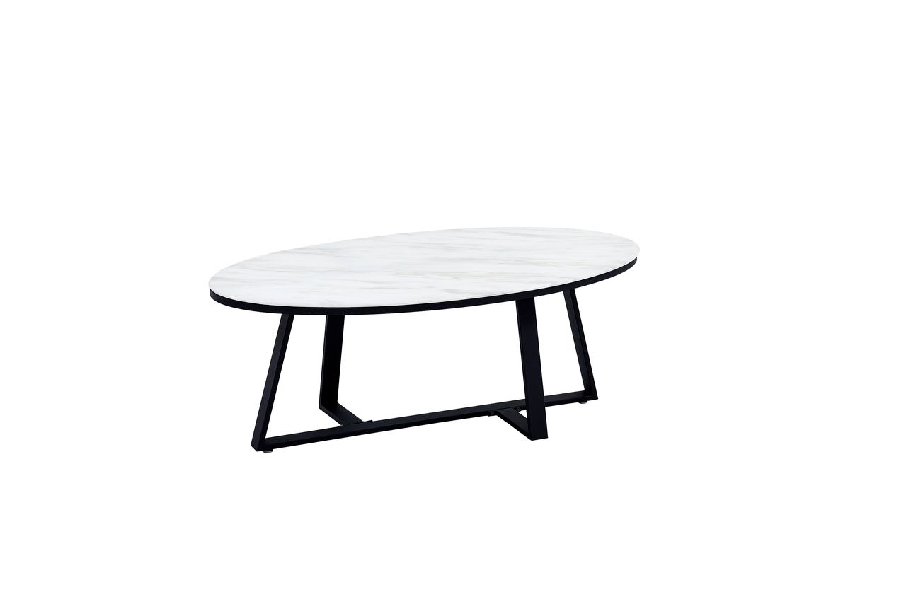 TABLE BASSE GAMMA METAL NOIR MARBRE BLANC 120x60x45 cm