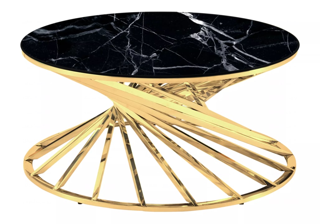 TABLE BASSE NAUTILUS GOLD MARBRE NOIR 80 CM