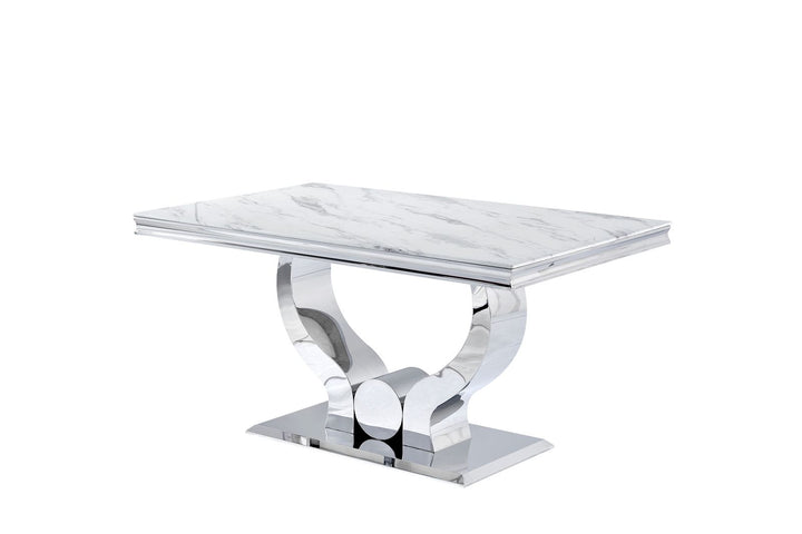 TABLE REPAS TROFY MARBRE BLANC 150x90x75 cm